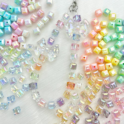 60pcs Transparent Acrylic Cube Beads