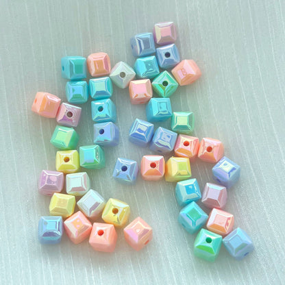 60pcs Transparent Acrylic Cube Beads