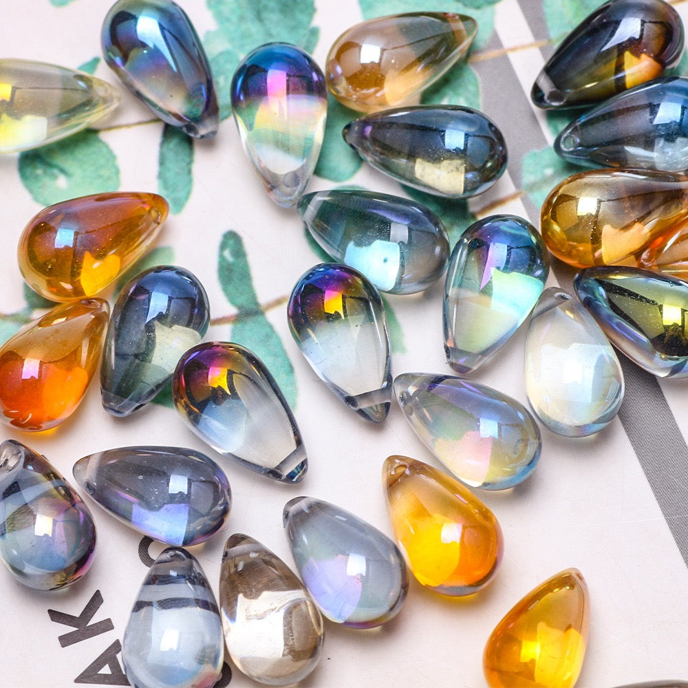 30pcs 9x15mm Teardrop Glass Pendants Beads