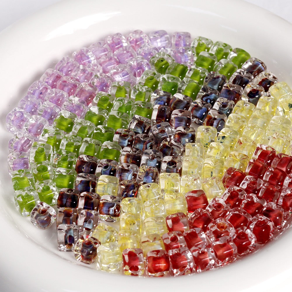 10pcs Colorful Swirl Square Sugar Beads