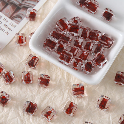 10pcs Colorful Swirl Square Sugar Beads