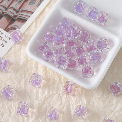 10pcs Colorful Swirl Square Sugar Beads