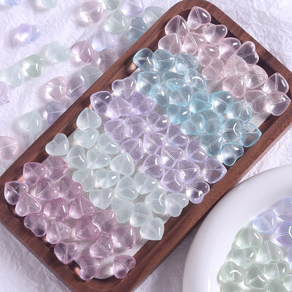 50pcs Clear Translucent Glass Heart Beads