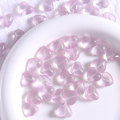 50pcs Clear Translucent Glass Heart Beads