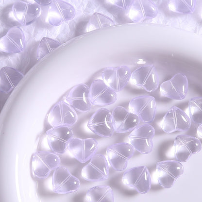50pcs Clear Translucent Glass Heart Beads