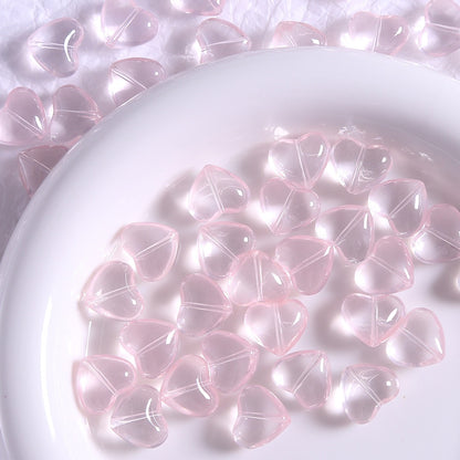 50pcs Clear Translucent Glass Heart Beads