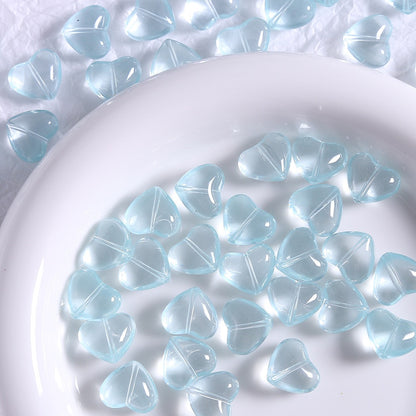 50pcs Clear Translucent Glass Heart Beads