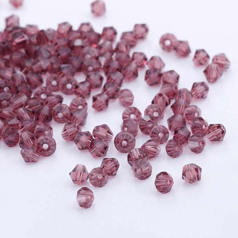 100pcs Shiny Faceted Austria Crystal Beads Bicone Beads