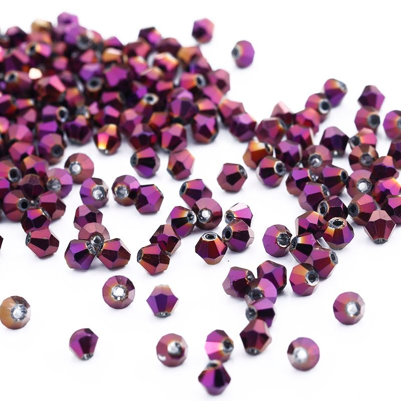 100pcs Shiny Faceted Austria Crystal Beads Bicone Beads
