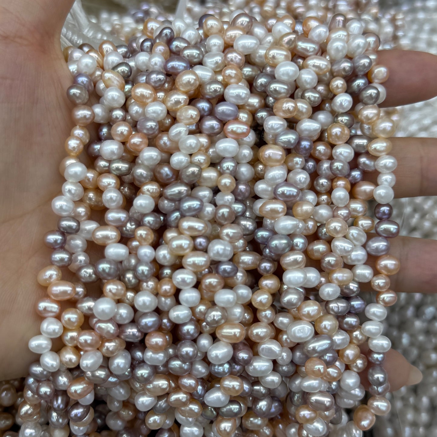 4x6mm Rice Cross Drilled Freshwater Pearl Beads
