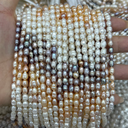 4x5.5mm Gradation Rice Oval Freshwater Pearl Beads