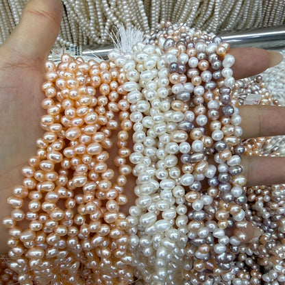 4x6mm Rice Cross Drilled Freshwater Pearl Beads