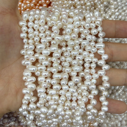 4x6mm Rice Cross Drilled Freshwater Pearl Beads