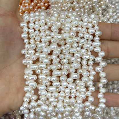 4x6mm Rice Cross Drilled Freshwater Pearl Beads