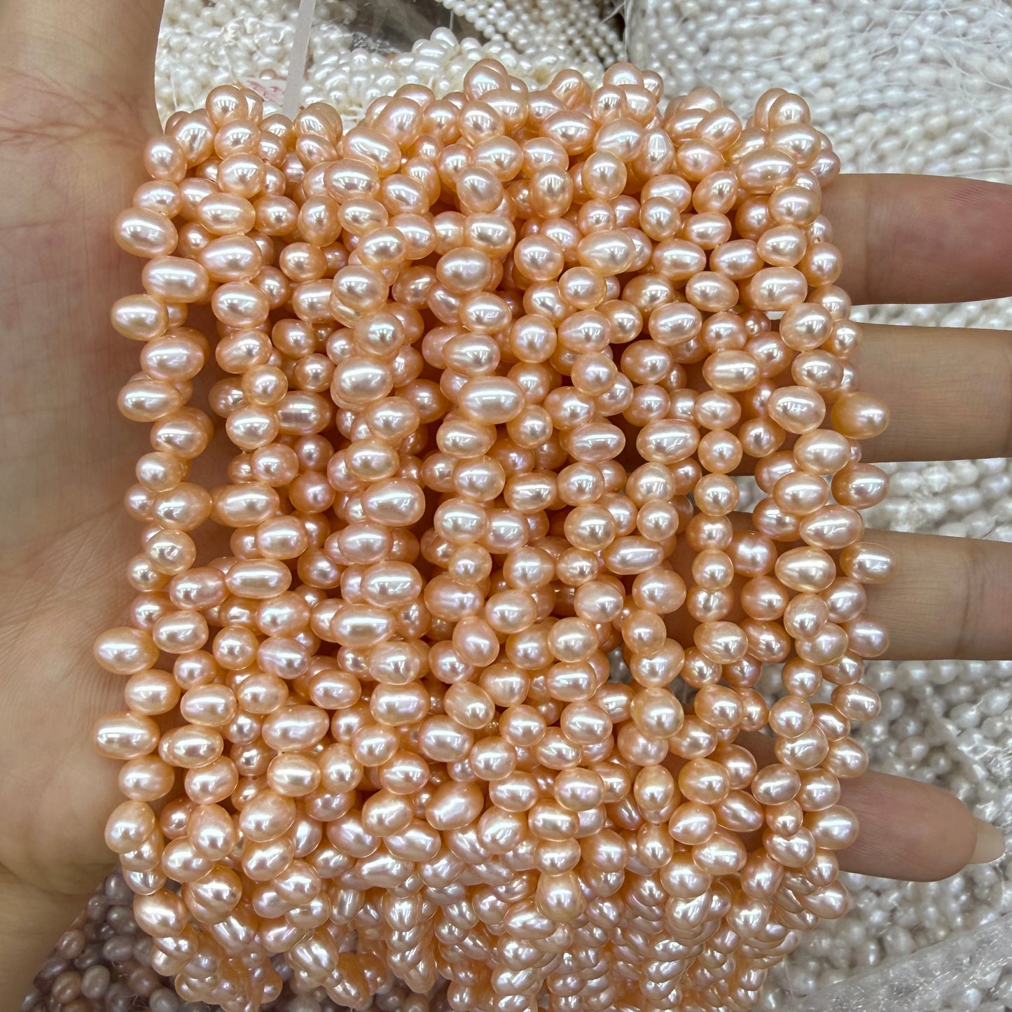 4x6mm Rice Cross Drilled Freshwater Pearl Beads