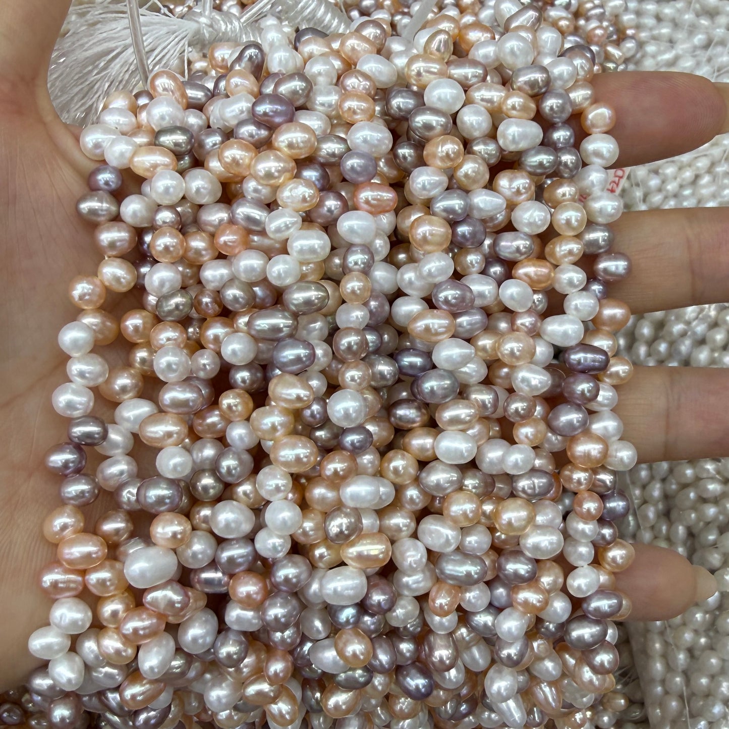 4x6mm Rice Cross Drilled Freshwater Pearl Beads