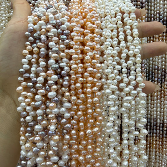 4x6mm Rice Cross Drilled Freshwater Pearl Beads