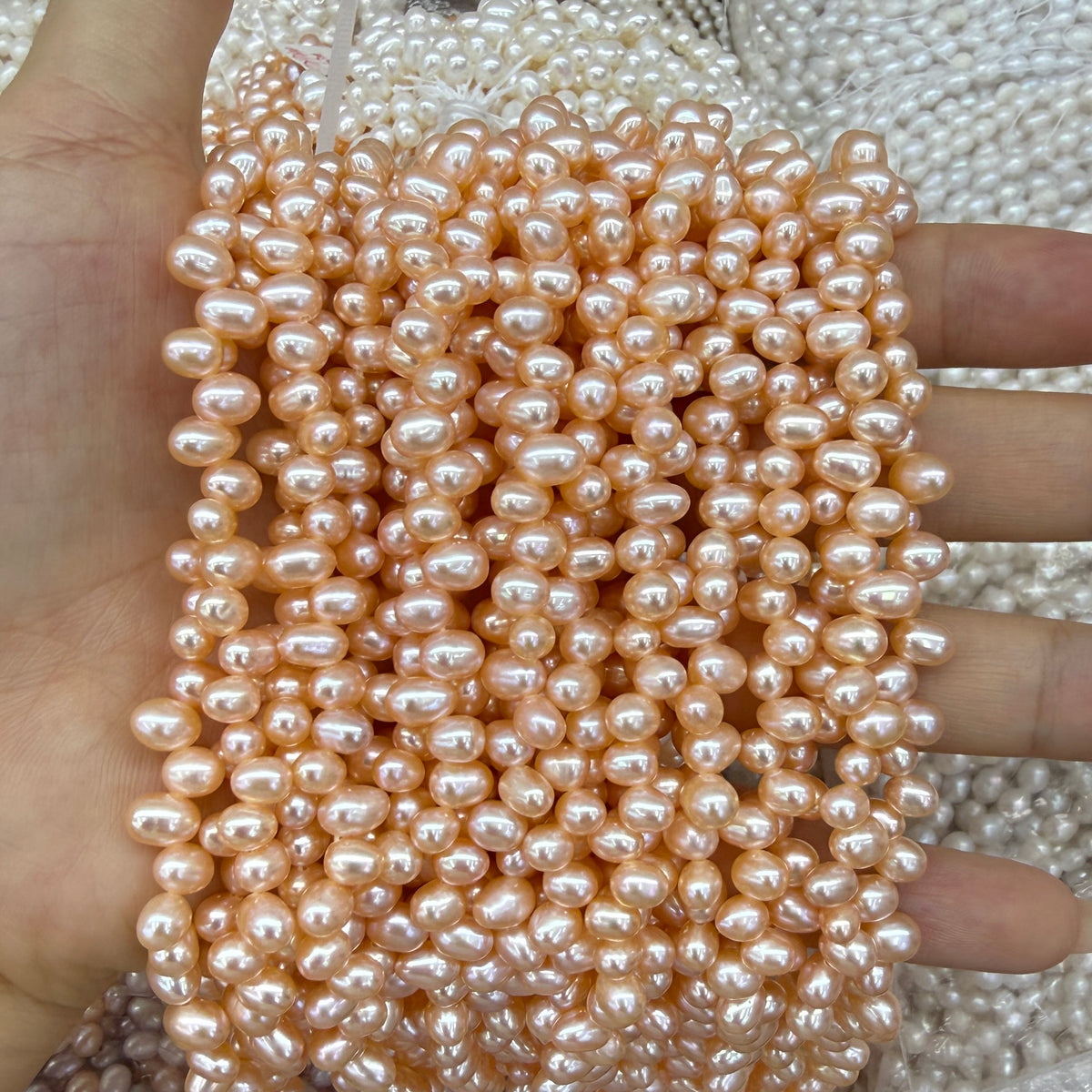 4x6mm Rice Cross Drilled Freshwater Pearl Beads