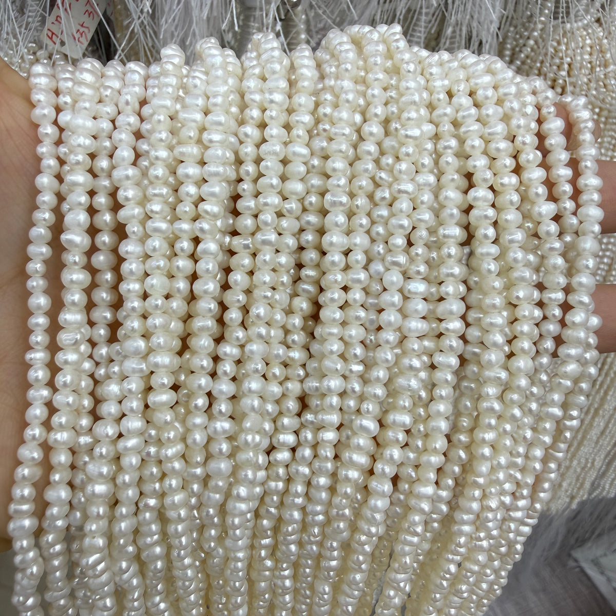 3x4mm Rice Cross Drilled Freshwater Pearl Beads