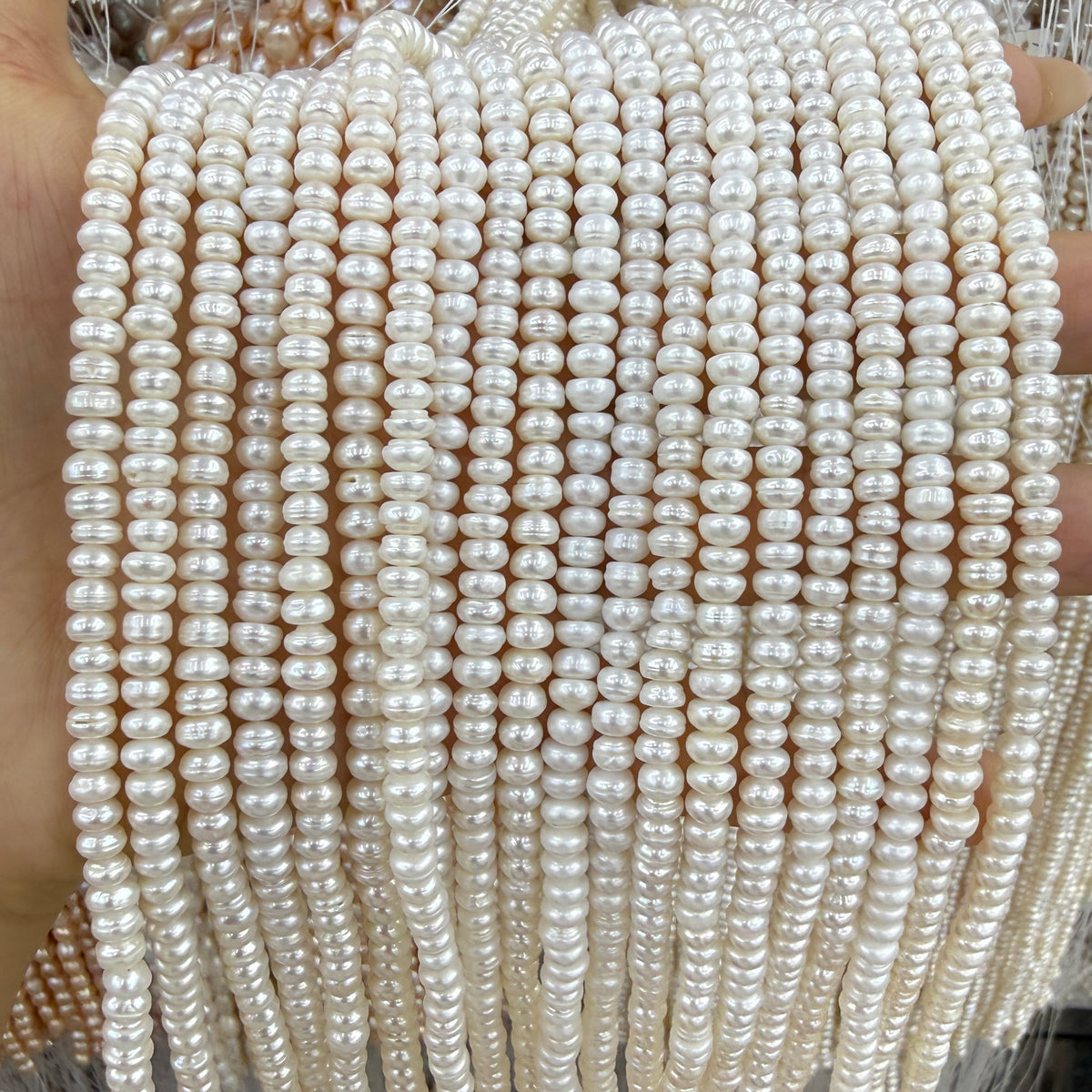 3x5mm Flat Oval Freshwater Pearl Beads