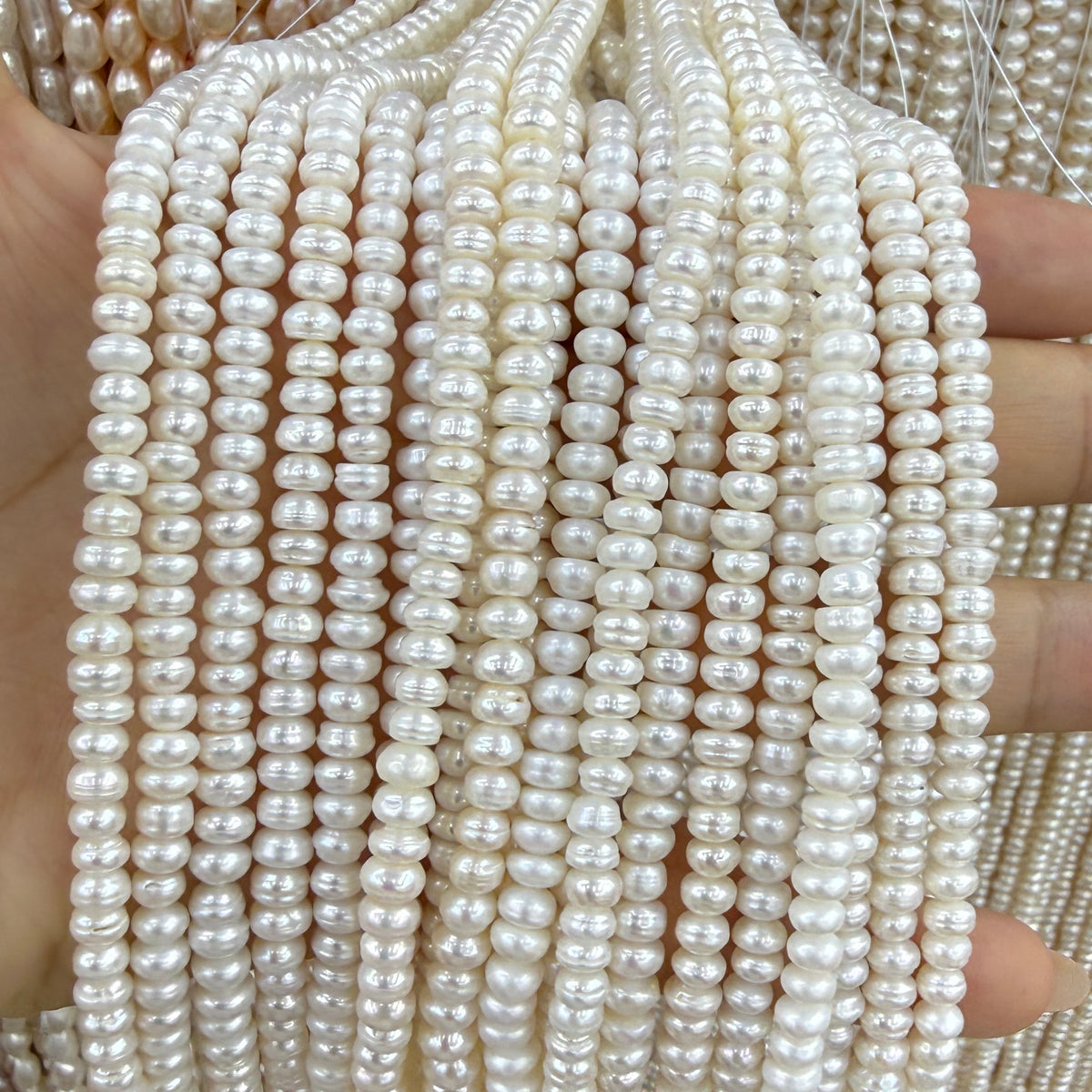 3x5mm Flat Oval Freshwater Pearl Beads