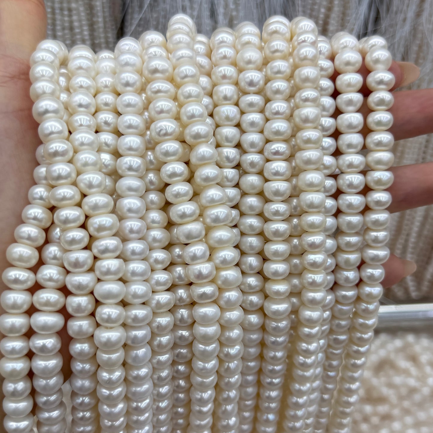 White Freshwater Pearl Beads Rondelle 5x7mm