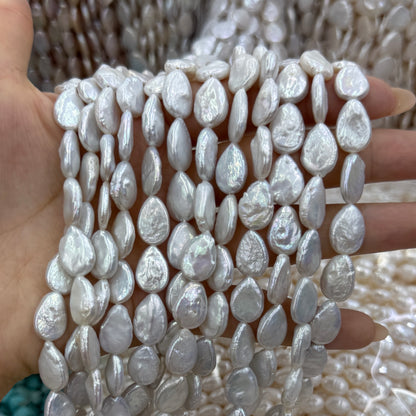 Baroque Pearl Beads White Water Drop Shape (10x13mm)