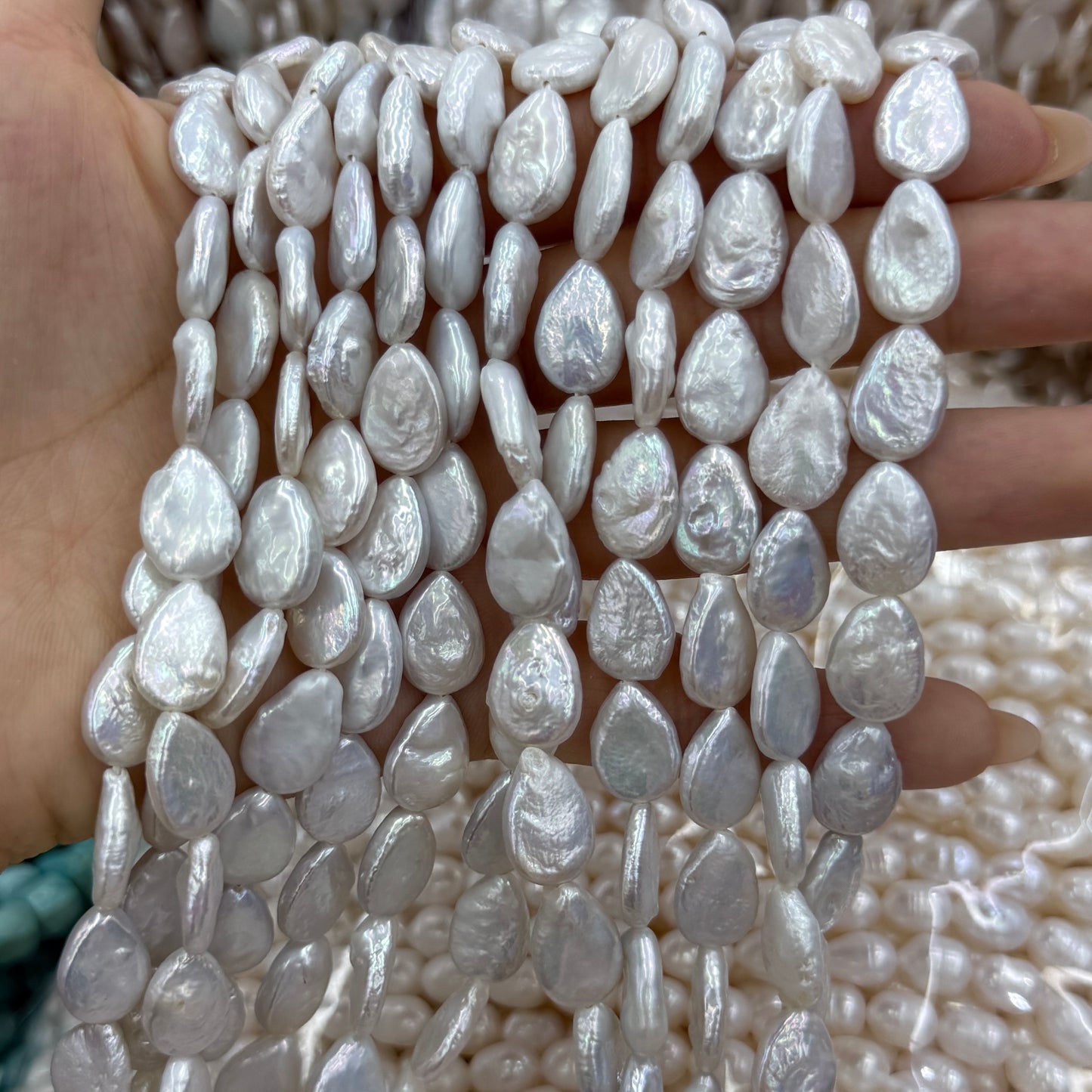 Baroque Pearl Beads White Water Drop Shape (10x13mm)