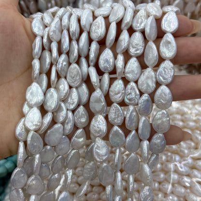 Baroque Pearl Beads White Water Drop Shape (10x13mm)
