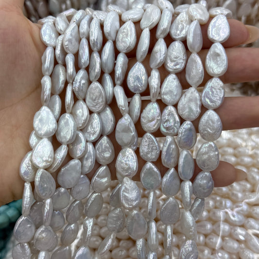 Baroque Pearl Beads White Water Drop Shape (10x13mm)
