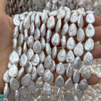Baroque Pearl Beads White Water Drop Shape (10x13mm)