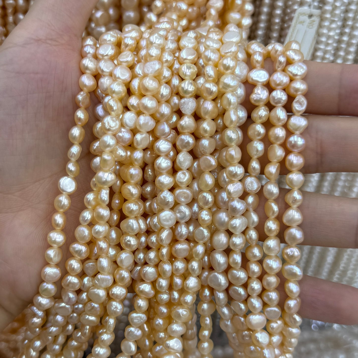 Light Champagne Baroque Freshwater Pearl Beads