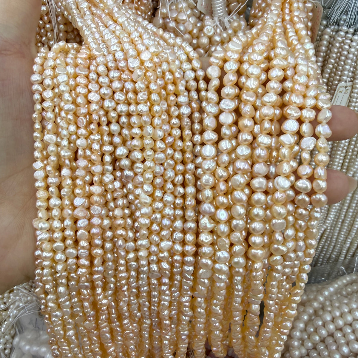 Light Champagne Baroque Freshwater Pearl Beads