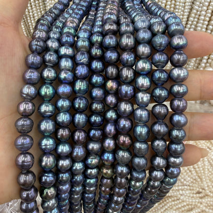 Dark Grey‑Black Peacock Luster Freshwater Pearl Beads
