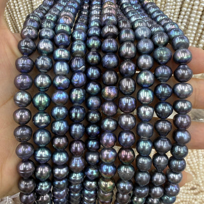 Dark Grey‑Black Peacock Luster Freshwater Pearl Beads