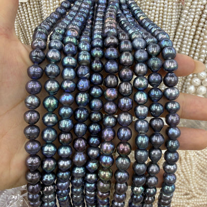 Dark Grey‑Black Peacock Luster Freshwater Pearl Beads
