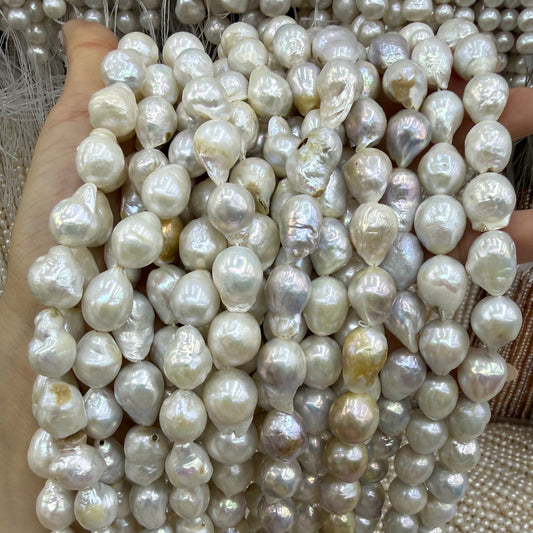 Irregular White Flameball Large Baroque Freshwater Pearl Beads