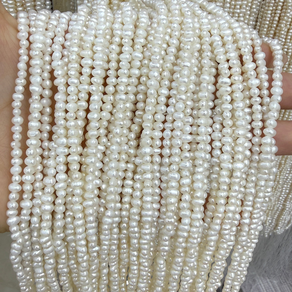 3x4mm Rice Cross Drilled Freshwater Pearl Beads