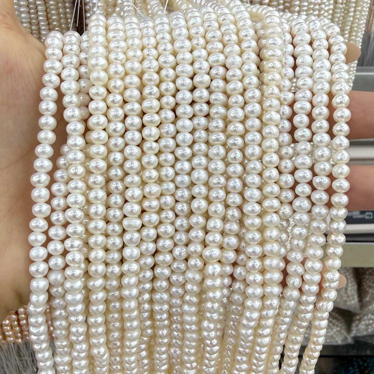 4x5mm Flat Oval Freshwater Pearl Beads