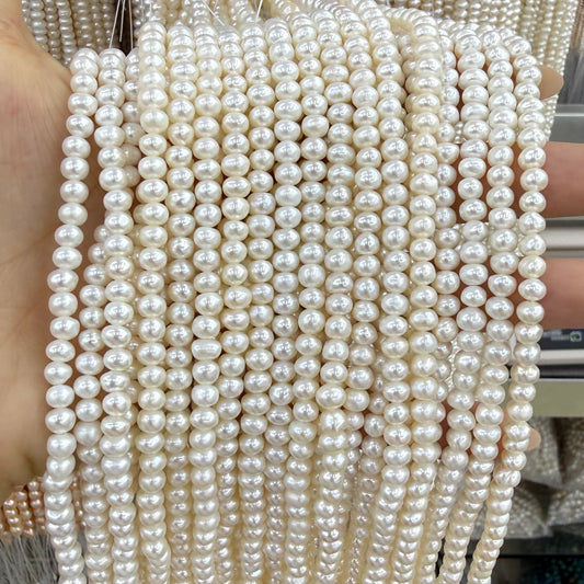 4x5mm Flat Oval Freshwater Pearl Beads