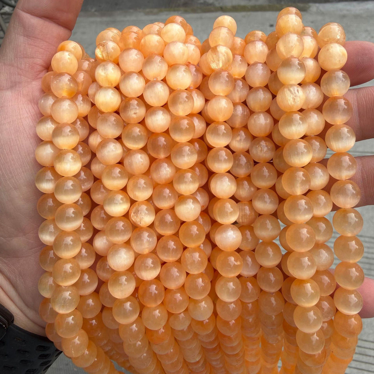 Orange Selenite Round Bead