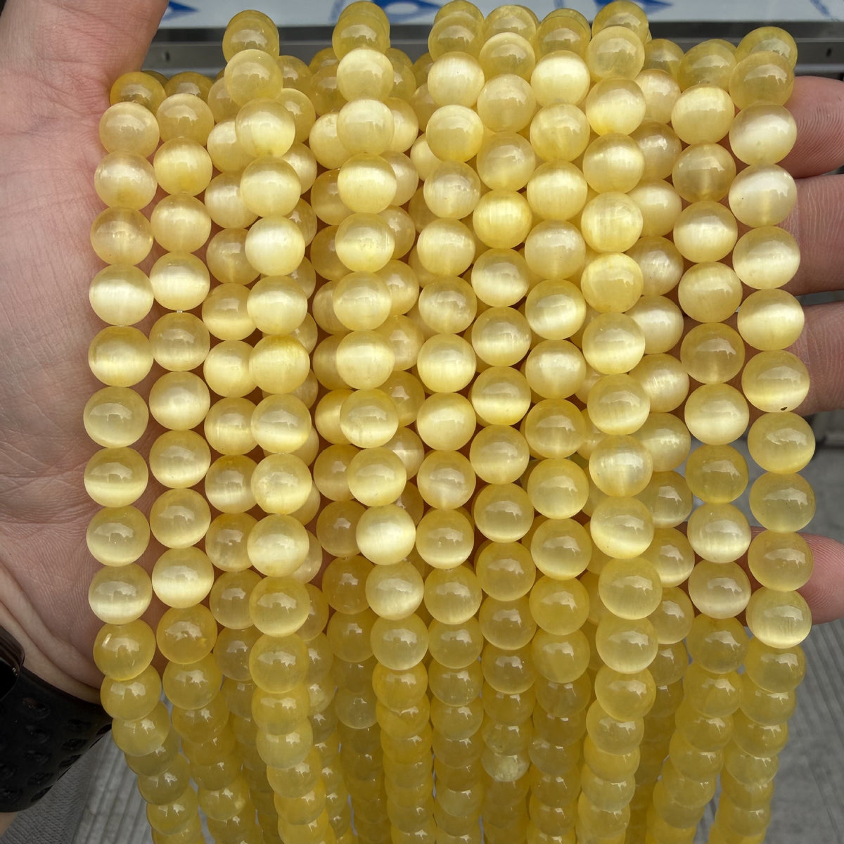 Yellow Selenite Round Bead
