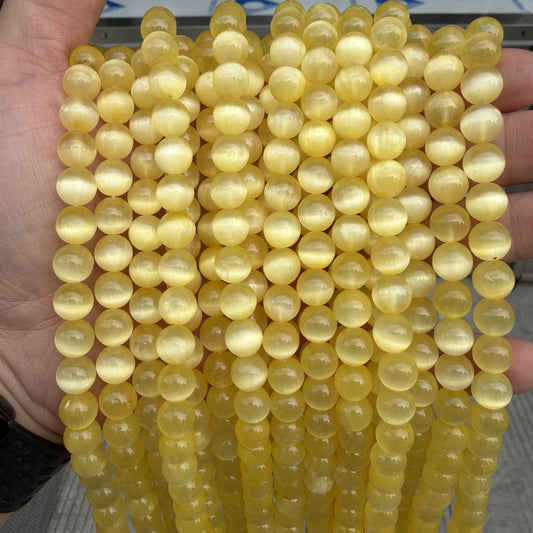 Yellow Selenite Round Bead