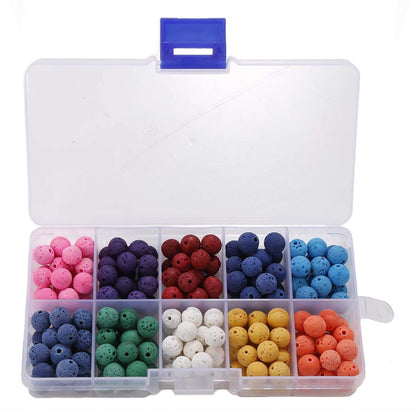 8mm Colorful Lava Stone Beads Box 200pcs 10 Colors Round Beads