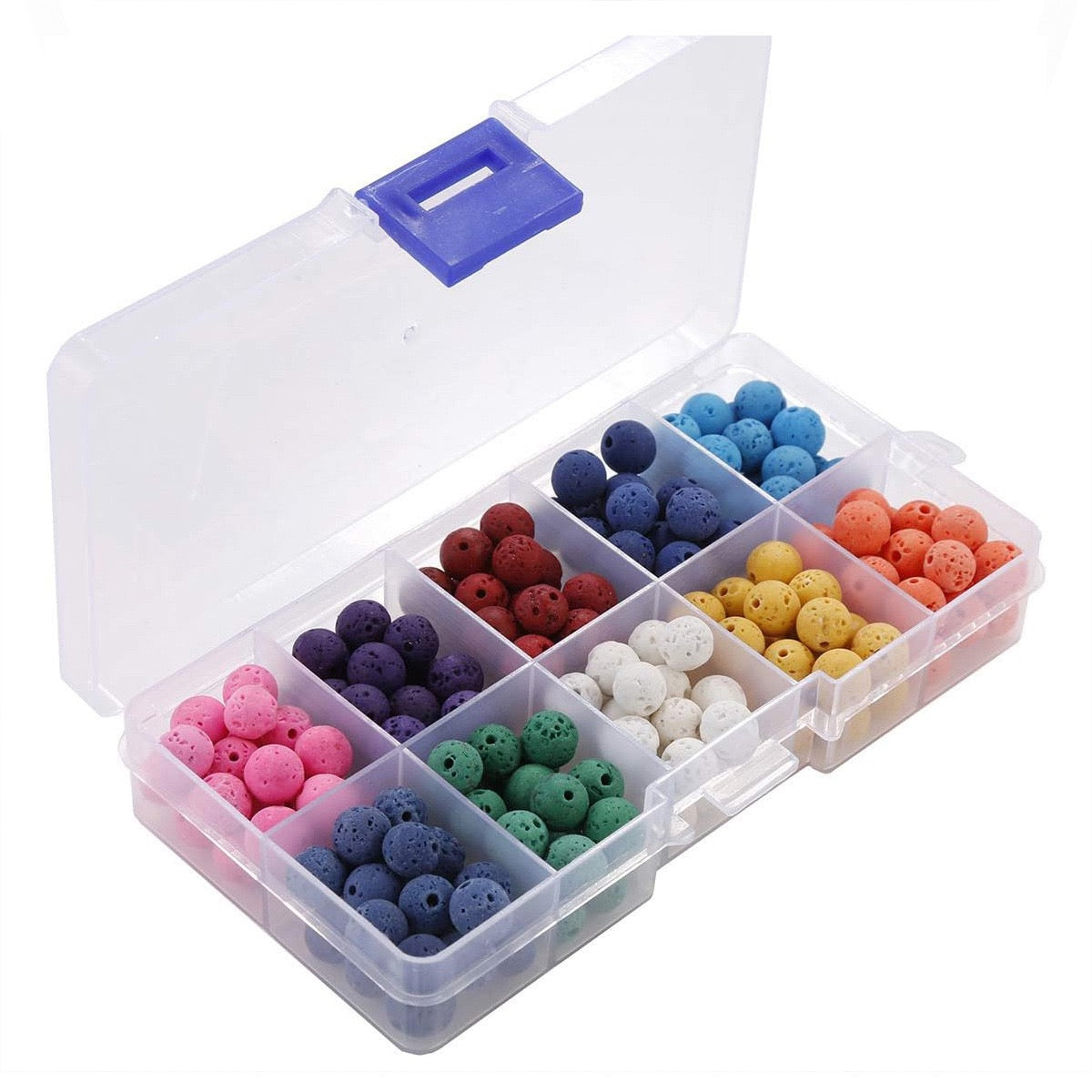 8mm Colorful Lava Stone Beads Box 200pcs 10 Colors Round Beads