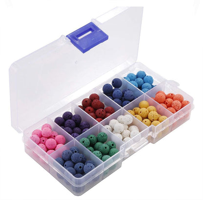 8mm Colorful Lava Stone Beads Box 200pcs 10 Colors Round Beads