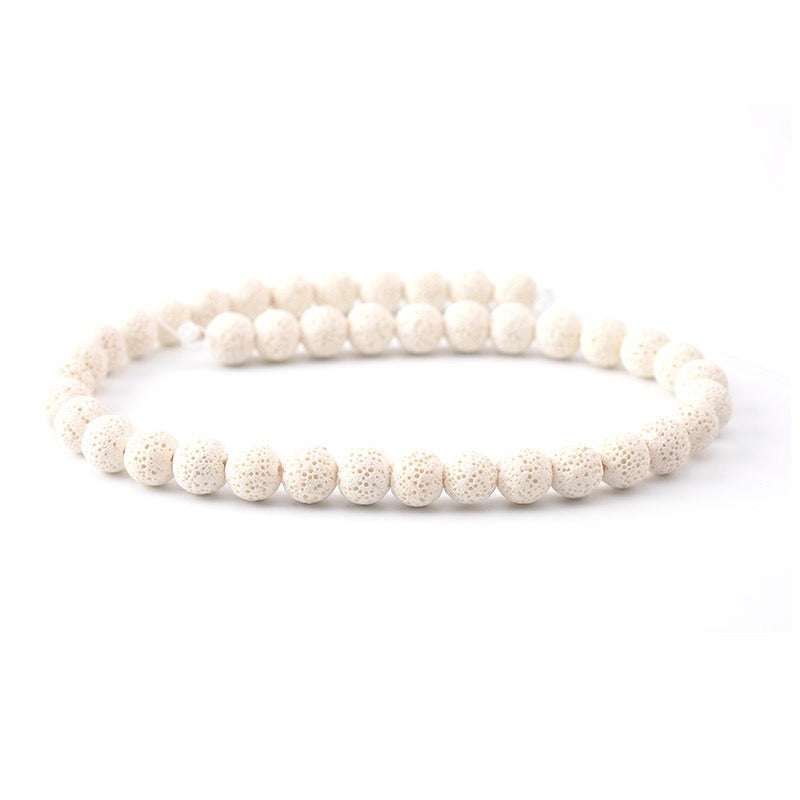 White Lava Beads Round Beads
