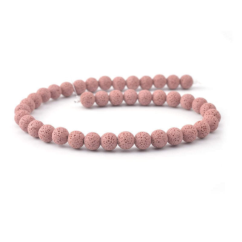 Pink Lava Beads Round Beads