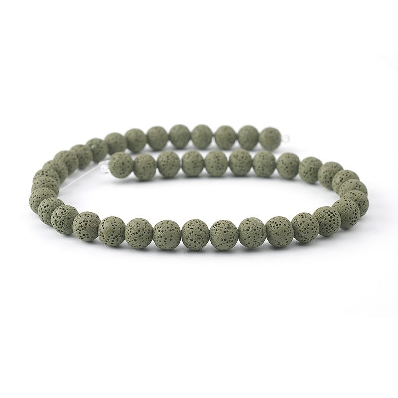 Dark Green Lava Beads Round Beads