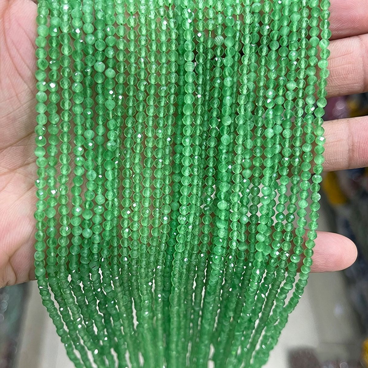 Tiny Cat's Eye Beads Faceted Round Beads